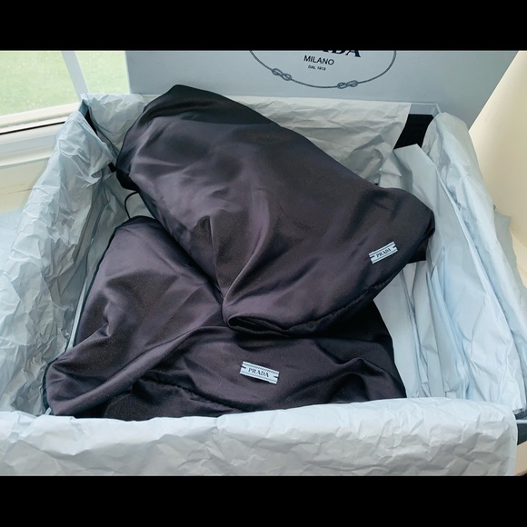 Prada black suede/gold heels neverworn size 6.5 US - Picture 6 of 9